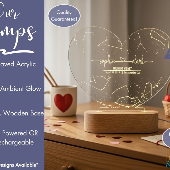 Custom Star Night Light Map | Date & Location Gift for Her | Anniversary - Picture 3 of 8